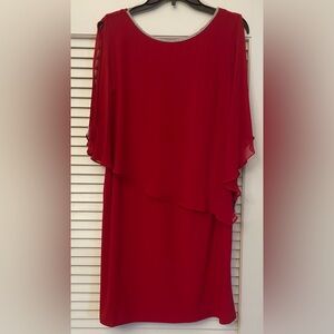 Macy's Vibrant Red Asymmetrical Dress with Rhinestones